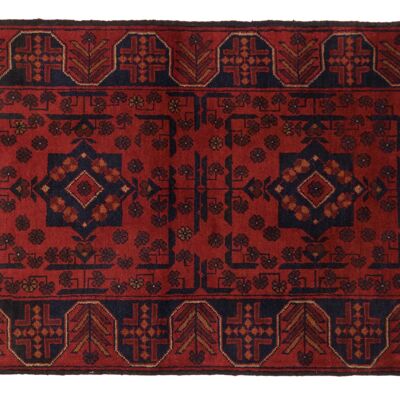 Afghan Khal Mohammadi 120x75 alfombra anudada a mano 80x120 patrón geométrico marrón