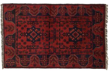 Tapis Afghan Khal Mohammadi 120x75 noué main 80x120 motif géométrique marron 1