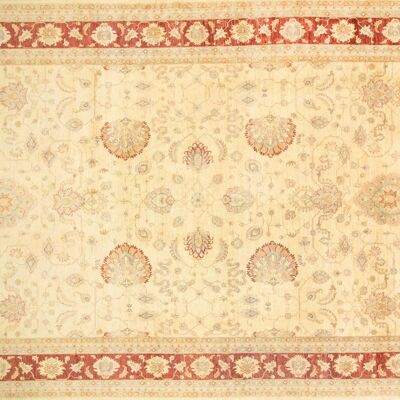 Afghan Chobi Ziegler 528x368 alfombra anudada a mano 370x530 patrón de flores beige pelo corto