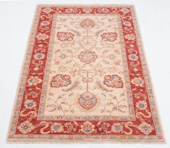 Tapis Afghan Feiner Chobi Ziegler 146x103 noué main 100x150 motif fleur rouge 2