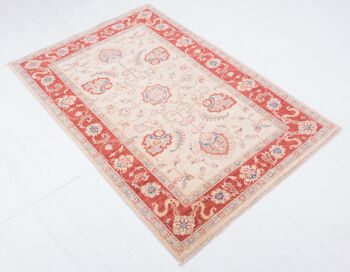 Tapis Afghan Feiner Chobi Ziegler 146x103 noué main 100x150 motif fleur rouge 4