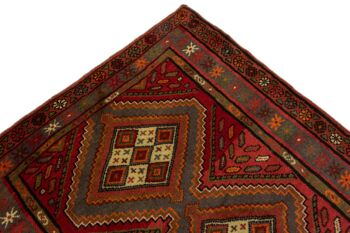 Tapis persan Hamadan 136x100 noué main 100x140 motif géométrique multicolore 5