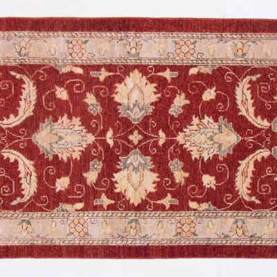 Afghan Chobi Ziegler 148x88 tappeto annodato a mano 90x150 fantasia fiori rossi pelo corto