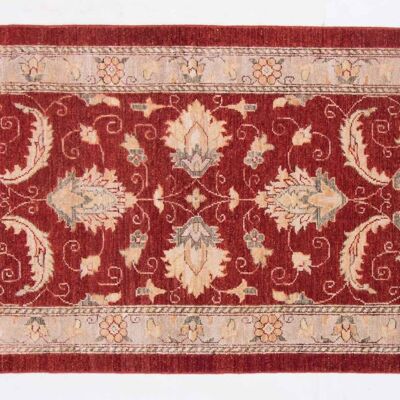 Afghan Chobi Ziegler 148x88 Handgeknüpft Teppich 90x150 Rot Blumenmuster Kurzflor