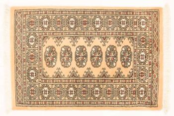 Tapis Pakistan Boukhara 96x65 noué main 70x100 beige motif géométrique à poils courts 1