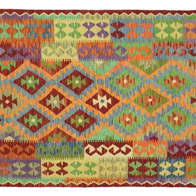 Afghan Maimana Kilim Colorful 194x144 Alfombra tejida a mano 140x190 Handwork Orient Room