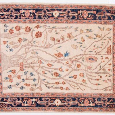 Afghan Chobi Ziegler 126x91 alfombra anudada a mano 90x130 beige, oriental, pelo corto