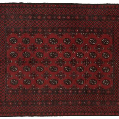 Afghan Aqcha 235x158 tappeto annodato a mano 160x240 motivo geometrico marrone pelo basso