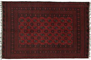 Tapis Afghan Aqcha 235x158 noué main 160x240 motif géométrique marron poils ras 1