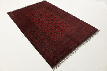 Tapis Afghan Aqcha 235x158 noué main 160x240 motif géométrique marron poils ras 3