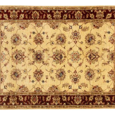 Afghan Chobi Ziegler 176x125 alfombra anudada a mano 130x180 patrón de flores beige pelo corto