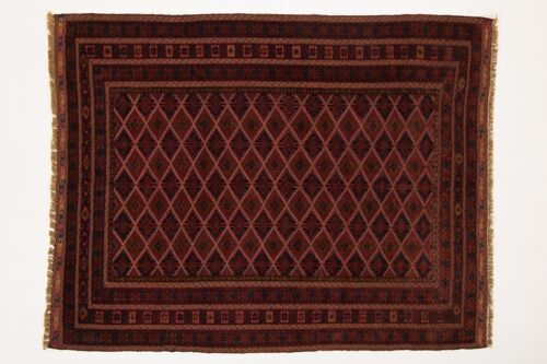Afghan Mushwani Kelim 191x150 Handgewebt Teppich 150x190 Rot Geometrisch Muster
