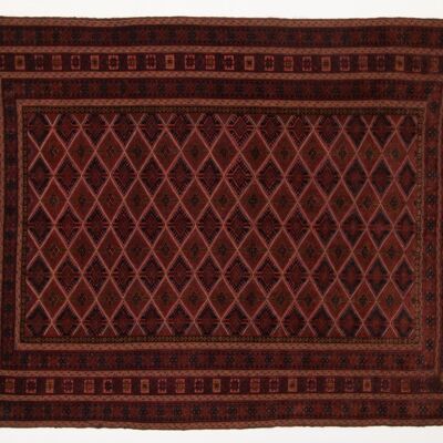 Afghan Mushwani Kilim 191x150 Tappeto tessuto a mano 150x190 Motivo geometrico rosso Red
