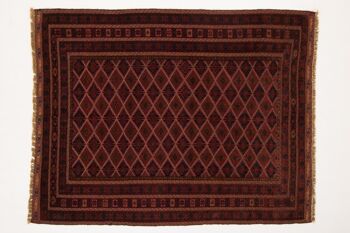 Tapis tissé à la main Afghan Mushwani Kilim 191x150 150x190 motif géométrique rouge 1