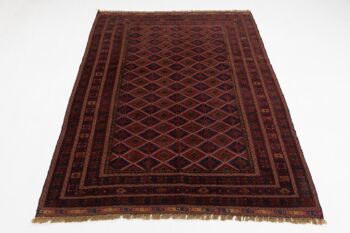 Tapis tissé à la main Afghan Mushwani Kilim 191x150 150x190 motif géométrique rouge 2