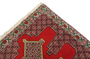 Tapis persan Senneh 390x90 noué main Tapis 90x390 tapis géométrique rouge à poils courts 5