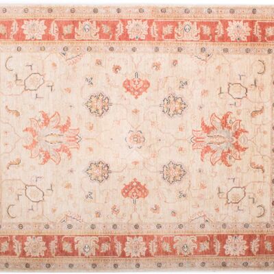 Afghan Feiner Chobi Ziegler 196x144 Handgeknüpft Teppich 140x200 Beige Orientalisch