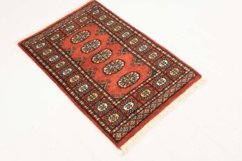 Tapis Pakistan Boukhara 97x66 noué main 70x100 motif géométrique orange, poils ras 2