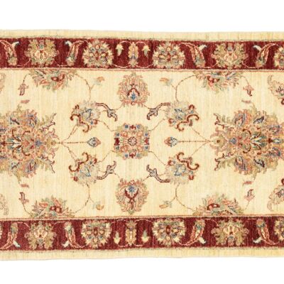 Afghan Chobi Ziegler 209x77 tappeto annodato a mano 80x210 beige motivo floreale, pelo corto