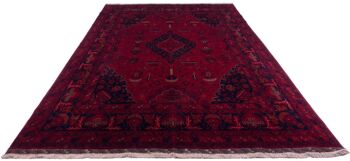 Tapis Afghan Belgique Khal Mohammadi 339x261 noué main 260x340 rouge géométrique 2