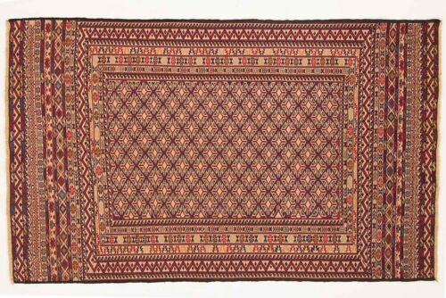 Afghan Mushwani Kelim 196x117 Handgewebt Teppich 120x200 Rot Orientalisch Handarbeit