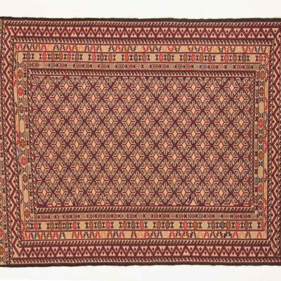 Afghan Mushwani Kilim 196x117 tappeto tessuto a mano 120x200 rosso artigianato orientale