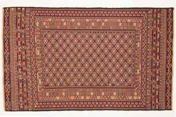 Tapis tissé main Afghan Mushwani Kilim 196x117 120x200 artisanat oriental rouge 1