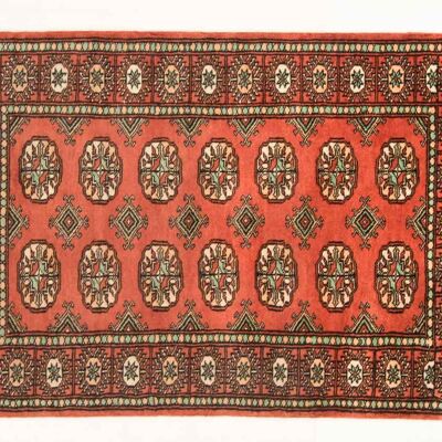 Pakistan Bukhara 131x80 alfombra anudada a mano 80x130 naranja patrón geométrico, pelo corto