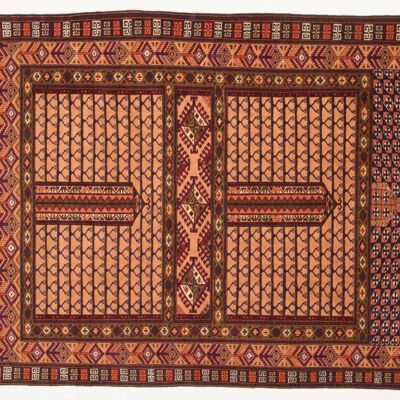 Afghan Mauri Kabul 150x116 alfombra anudada a mano 120x150 patrón geométrico multicolor