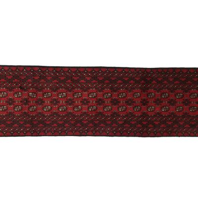 Afghan Aqcha 285x81 Tapis noué main 80x290 Runner Rouge Géométrique Pile Courte Orient