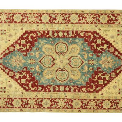 Afghan Chobi Ziegler 263x183 hand-knotted carpet 180x260 beige mirror pattern, low pile