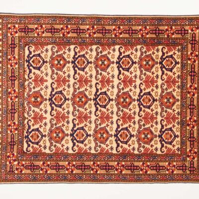 Tapis Afghan Mauri Kabul 163x115 noué main 120x160 motif géométrique beige