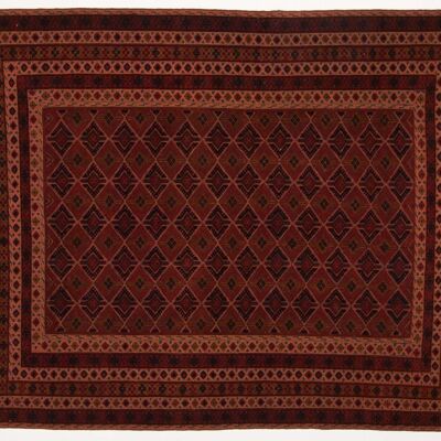 Tapis tissé main Afghan Mushwani Kilim 190x153 150x190 artisanat oriental rouge