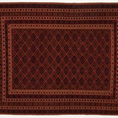 Afghan Mushwani Kelim 190x153 Handgewebt Teppich 150x190 Rot Orientalisch Handarbeit