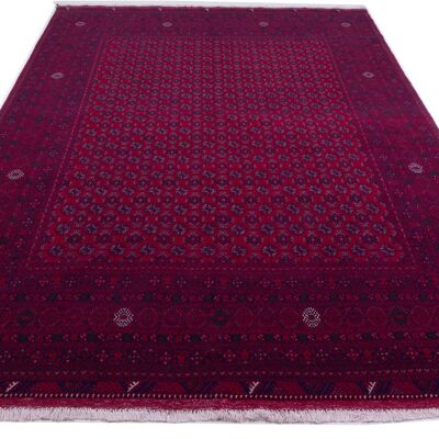 Tapis oriental afghan 294x207 tapis noué main 210x290 motif géométrique rouge