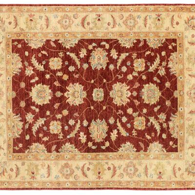 Afghan Chobi Ziegler 183x147 hand-knotted carpet 150x180 beige flower pattern short pile