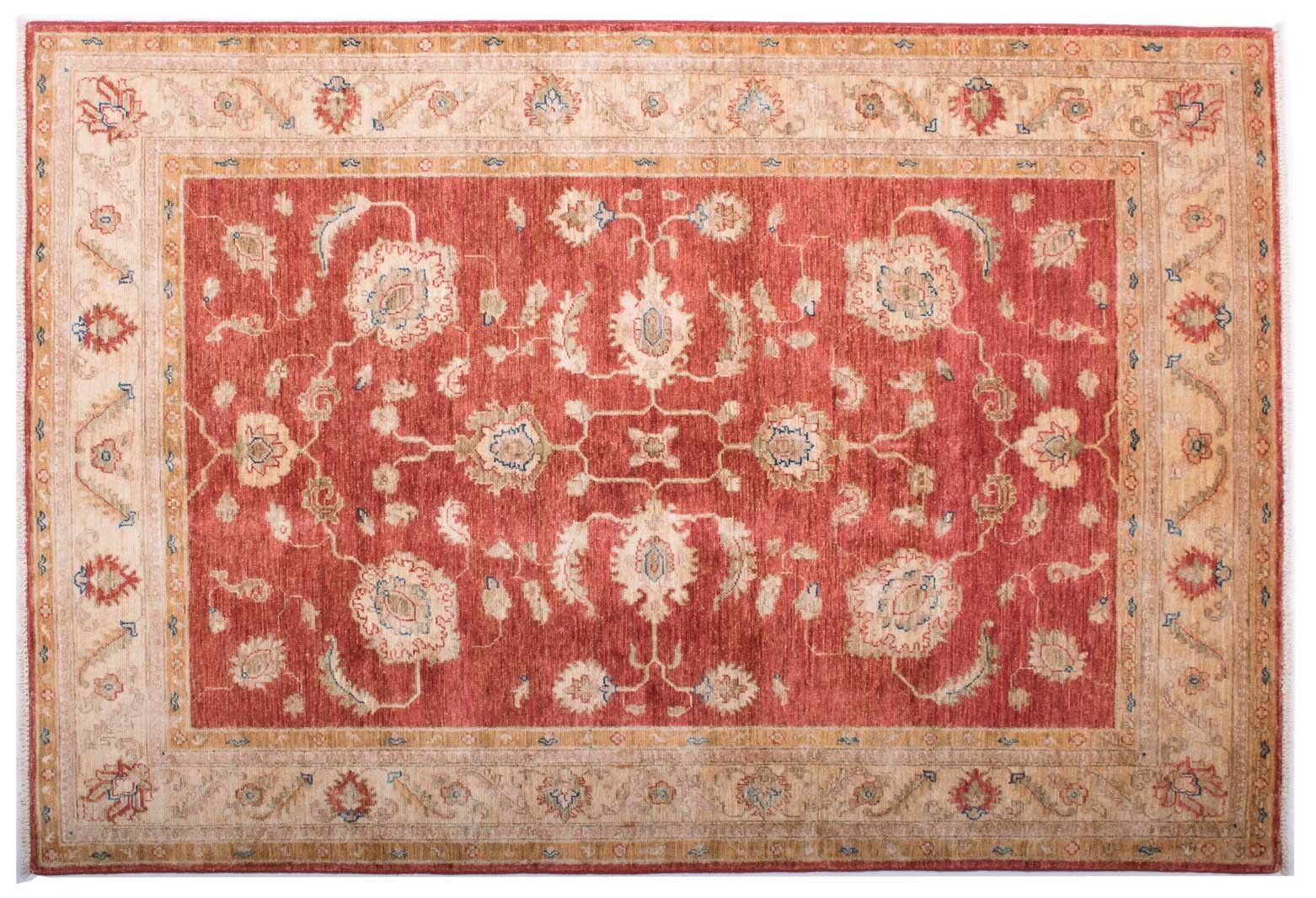 Tapis Afghan Feiner Chobi Ziegler 180x122 noué main 120x180 motif fleur beige