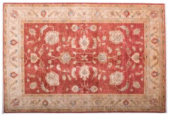 Tapis Afghan Feiner Chobi Ziegler 180x122 noué main 120x180 motif fleur beige 1