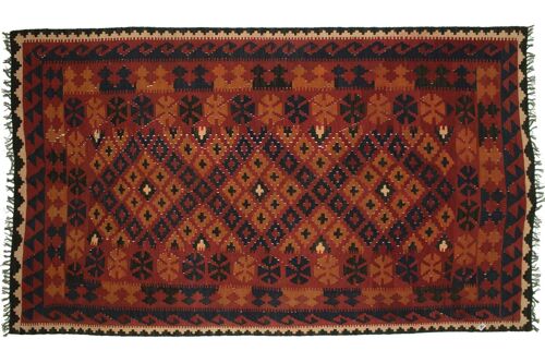 Afghan Maimana Kelim 256x151 Handgewebt Teppich 150x260 Mehrfarbig Orientalisch