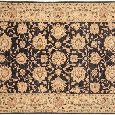 Afghan Chobi Ziegler 235x163 hand-knotted carpet 160x240 beige flower pattern short pile