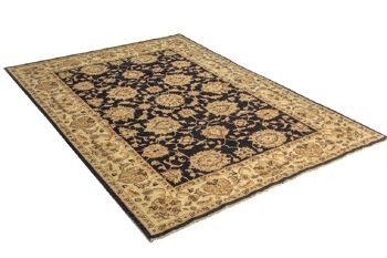 Tapis Afghan Chobi Ziegler 235x163 noué main 160x240 motif fleur beige poils courts 2