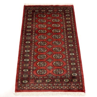 Tapis Pakistan Boukhara 152x93 noué main 90x150 beige motif géométrique poils ras