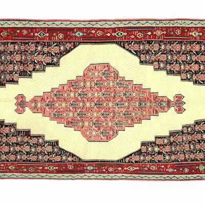 Tapis persan kilim 238x152 tissé main 150x240 motif géométrique rouge artisanat