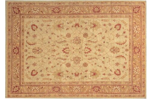 Afghan Chobi Ziegler 236x169 Handgeknüpft Teppich 170x240 Beige Blumenmuster Kurzflor