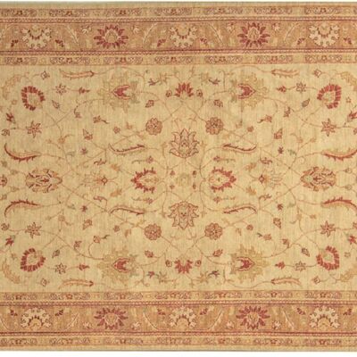 Afghan Chobi Ziegler 236x169 hand-knotted carpet 170x240 beige flower pattern, short pile