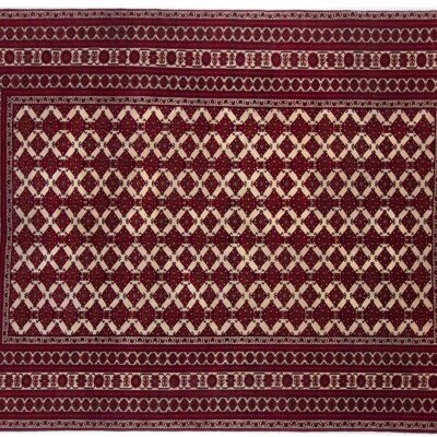 Tapis oriental afghan 275x194 tapis noué main 190x280 motif géométrique rouge