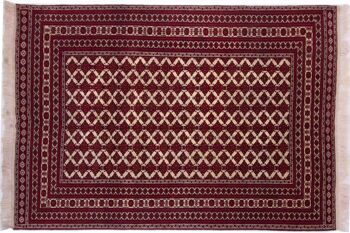 Tapis oriental afghan 275x194 tapis noué main 190x280 motif géométrique rouge 1
