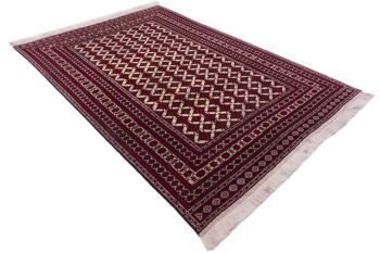 Tapis oriental afghan 275x194 tapis noué main 190x280 motif géométrique rouge 3