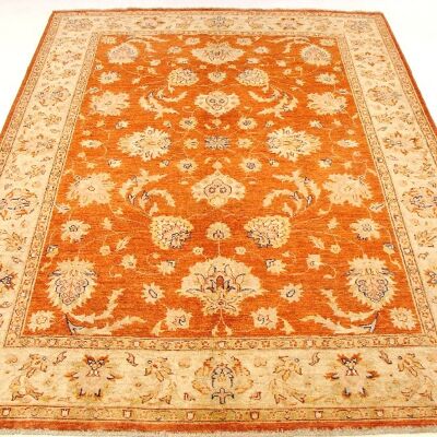 Afghan Chobi Ziegler 241x179 hand-knotted carpet 180x240 Orange flower pattern short pile