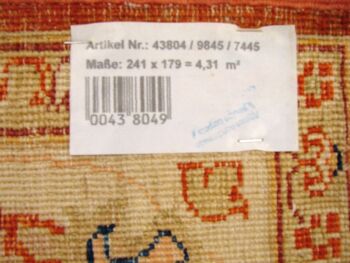 Tapis Afghan Chobi Ziegler 241x179 noué main 180x240 motif fleur orange poil court 5